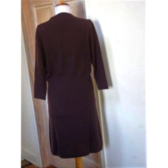 NWT BERKLEY CASHMERE Dark Brown Heather 100% Cashmere Round Neck Dress Size S - Picture 5 of 9